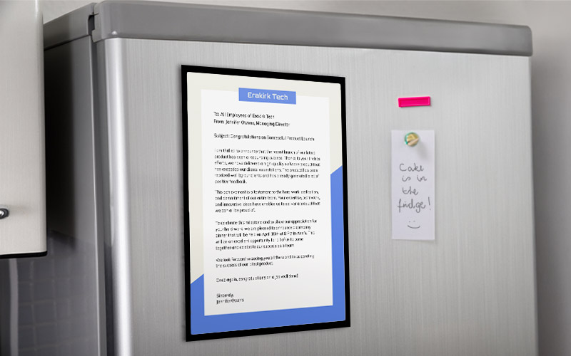 The magnetic frame border highlights your message